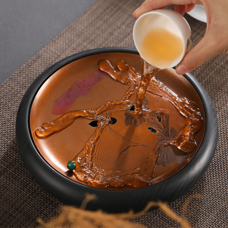 The cloud YunChun copper pot of tea tray bearing dry water tea table plate she inkstand copper metal tea ceramic tea set