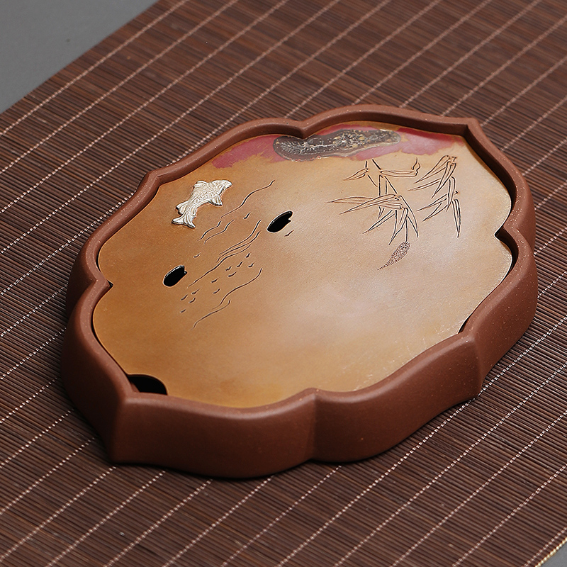 Cloud Cloud copper purple sand dry 'tray was pot doesn water to raise savings pot pot pad dry terms tray of tea by hand