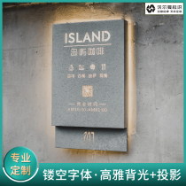 Creative marble signboard hollow light box LED projection door head custom hanging wall display board Billboard making