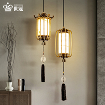 New Chinese all-copper restaurant small chandelier door hall Aisle Genguan Light Bar Terrace Tea Room Light Bedroom Bedside Bookhouse Light