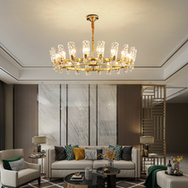 All copper crystal light luxury chandelier Lightroom main lamp Restaurant Villa European style post-modern atmospheric port lamps