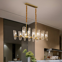 World Crown light luxury chandelier dining hall lamp all copper crystal post modern simple atmosphere American copper lamp European restaurant chandelier