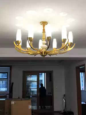 Original atmospheric all copper chandelier European lamp living room lamp American copper lamp compound building luxury villa Hall chandelier