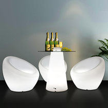 Hot sale LED luminous table and chair Leisure coffee table Simple clear bar hotel backrest Outdoor loose table bar table stool