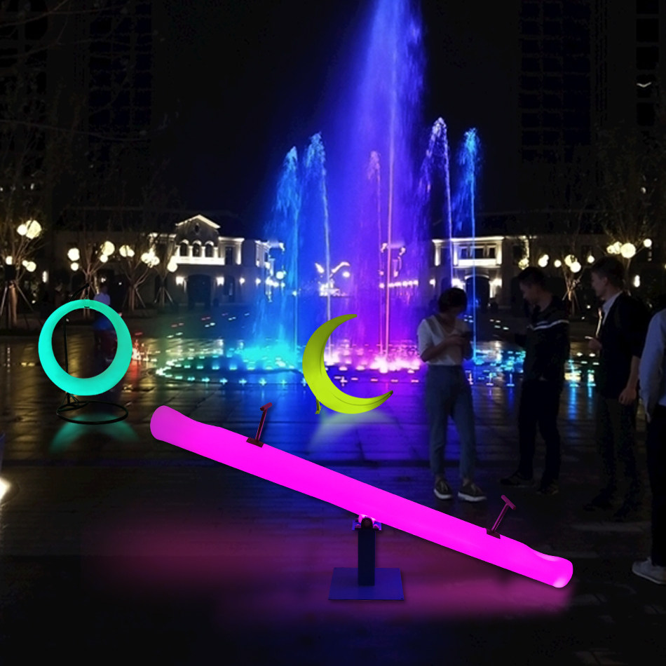Outdoor garden glow swing courtyard moon seesaw landscape decoration lamp hanging chair amusement equipment cloud stool