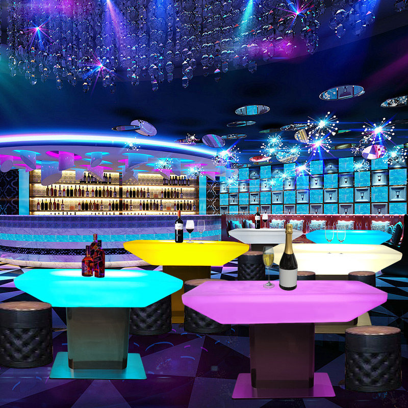 Sale led luminous high-foot bar table chairs leisure entertainment coffee table outdoor table rectangular loose table mixer table