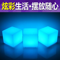 Promotional colorful luminous square stool led remote control luminous cube ktv coffee table Bar table and chair outdoor decorative light