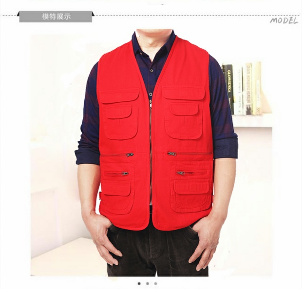 Áo vest nam trung niên và cao tuổi mùa xuân và mùa thu vest cotton nhiều túi chụp ảnh vest cá cỡ lớn vest nam - Áo vest cotton áo khoác ba lỗ nam