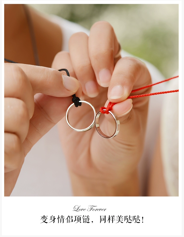 Nhẫn đôi bạc sterling đôi nam nữ vòng cổ cặp đôi của một cặp nhẫn cưới Hàn Quốc sinh viên chữ miễn phí nhẫn kim tiền