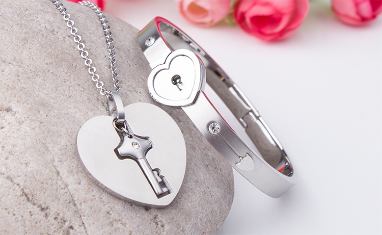 Vòng tay đôi có thể được chạm khắc vòng cổ chìa khóa 925 sterling bạc vòng tay đồng tâm với khóa vòng tay Ngày Valentine - Vòng đeo tay Cuff vòng dâu tằm cho bé