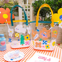 Milkjoy rabbit flower clear beach bag pvc transparent handbag Net red jelly bag summer shoulder bag women