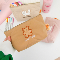 milkjoy Morandi pen bag cute embroidery small cosmetic bag ins Wind girl student stationery storage bag