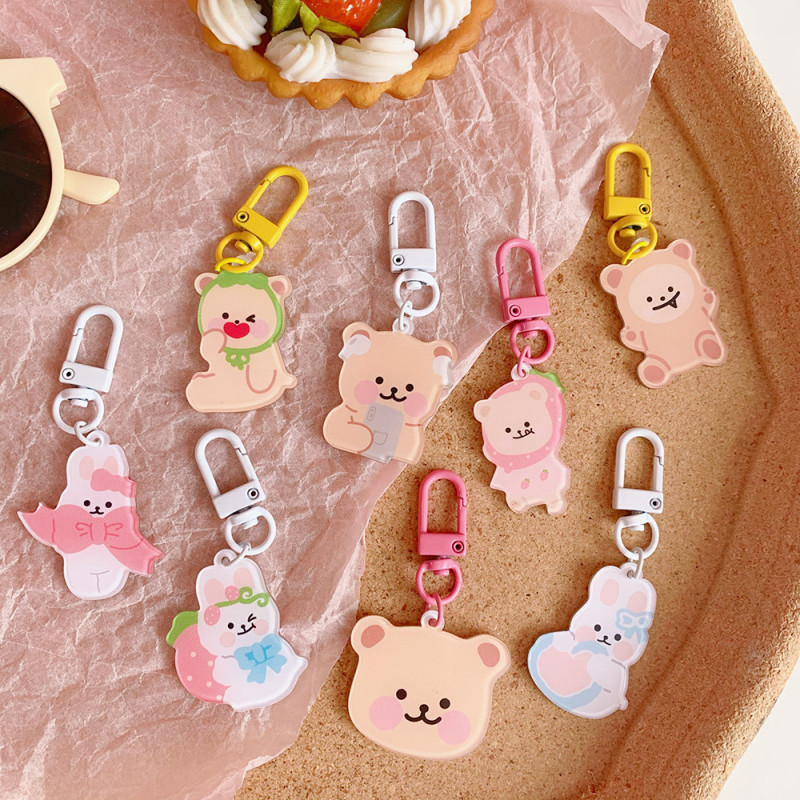 Cute Days Ensemble Loving Little Bear Pendants Satchel Pendant girls' Chains Tide Bag bag Key buckle hanging decoration nets Red