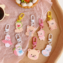 Cute Days Ensemble Loving Little Bear Pendants Satchel Pendant girls Chains Tide Bag bag Key buckle hanging decoration nets Red