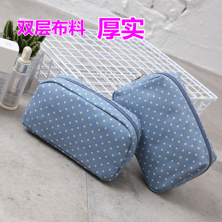 2017可爱化妆包帆布收纳袋女便携随身小号迷你布艺小方包韩国简约
