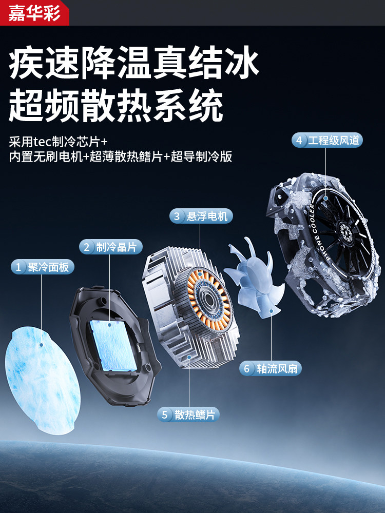 Jiahuacai Magnetic Cooling Pad Phone Cooler Cooling Patch Suitable for Iqoo Apple Dedicated Fan Semiconductor Game Cooling Pad Tablet Back Clip 2025 New Model