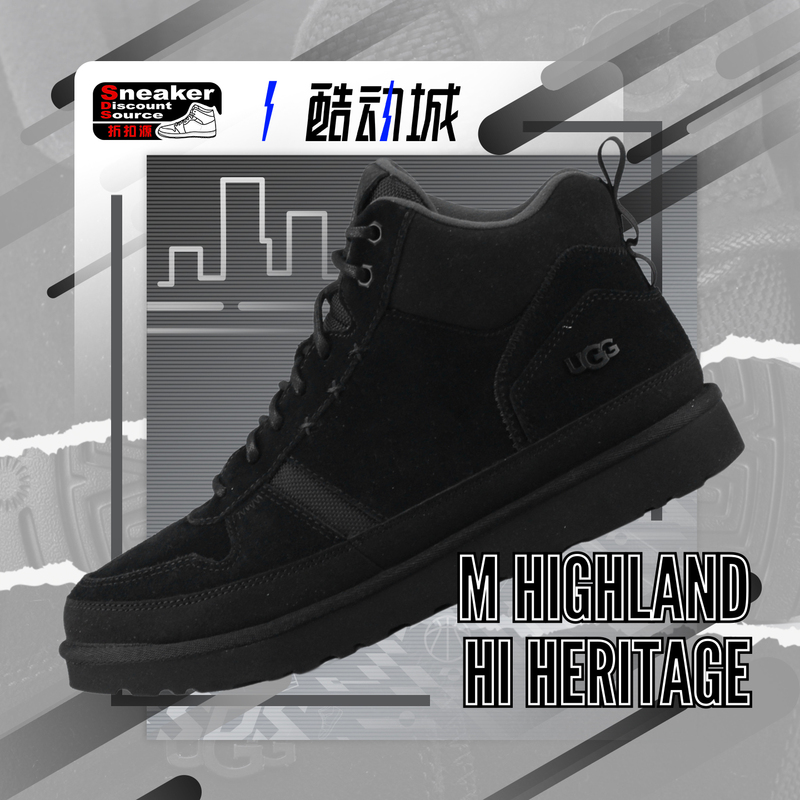 Ugg Highland Hi Heritage Black Suede Round-Toe Casual Ankle Boots for Men and Women 1144054 Ugg Highland Hi Heritage Black Suede Round-Toe Casual Ankle Boots for Men and Women 1144054