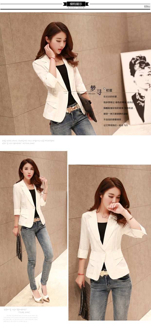 Bộ đồ nhỏ nữ phiên bản Hàn Quốc của phần ngắn Vải lanh cotton mỏng tay áo hoang dã vải lanh thường với áo khoác mỏng phù hợp với áo khoác shop áo khoác nữ hàn quốc