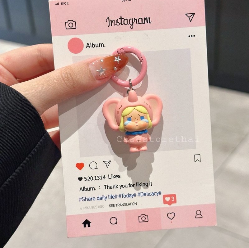 Authentic Bubble Mart Crybaby Thailand Limited Edition Elephant Cute Couple Keychain Pendant Phone Chain Gift