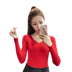 Mùa thu đông mới mặc áo sơ mi dài tay bó sát bó sát Áo len mỏng cổ chữ K áo len mỏng Áo len cổ chữ V