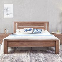 Zolpirim Black Walnuts Solid Wood Bed Elevated Sub Bed New Chinese Style 1 5 m 1 8 Solid Wood Bed Double Bed Master Bedroom
