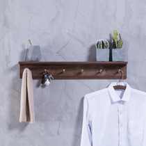 Zopilin Nordic black walnut solid wood wall hanger entrance shelf Hanging hook wall creative coat rack