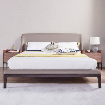 Zobilin solid wood genuine leather bed Nordic modern minimalist leather bed master bedroom with large bed Ning comfort leather bed