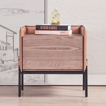 Zobilin light extravagant genuine leather bed head cabinet minimalist modern solid wood small family type bedroom with bedside cabinet