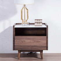 Zobilin black walnut bedside cabinet Modern simple bedroom bedside cabinet locker single draw solid wood bedside table