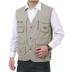 Mùa thu nam vest trung niên cha cotton vest giản dị nhiều túi áo vest câu cá vest cỡ lớn - Dệt kim Vest áo vest nam đẹp Dệt kim Vest