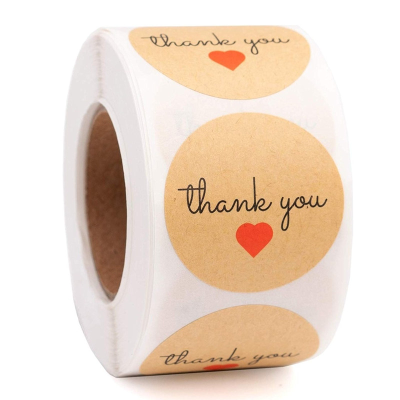 Kraft Paper Roll Sticker Label quot thank youquot Thank you Sticker Gift Box Packaging Ornament