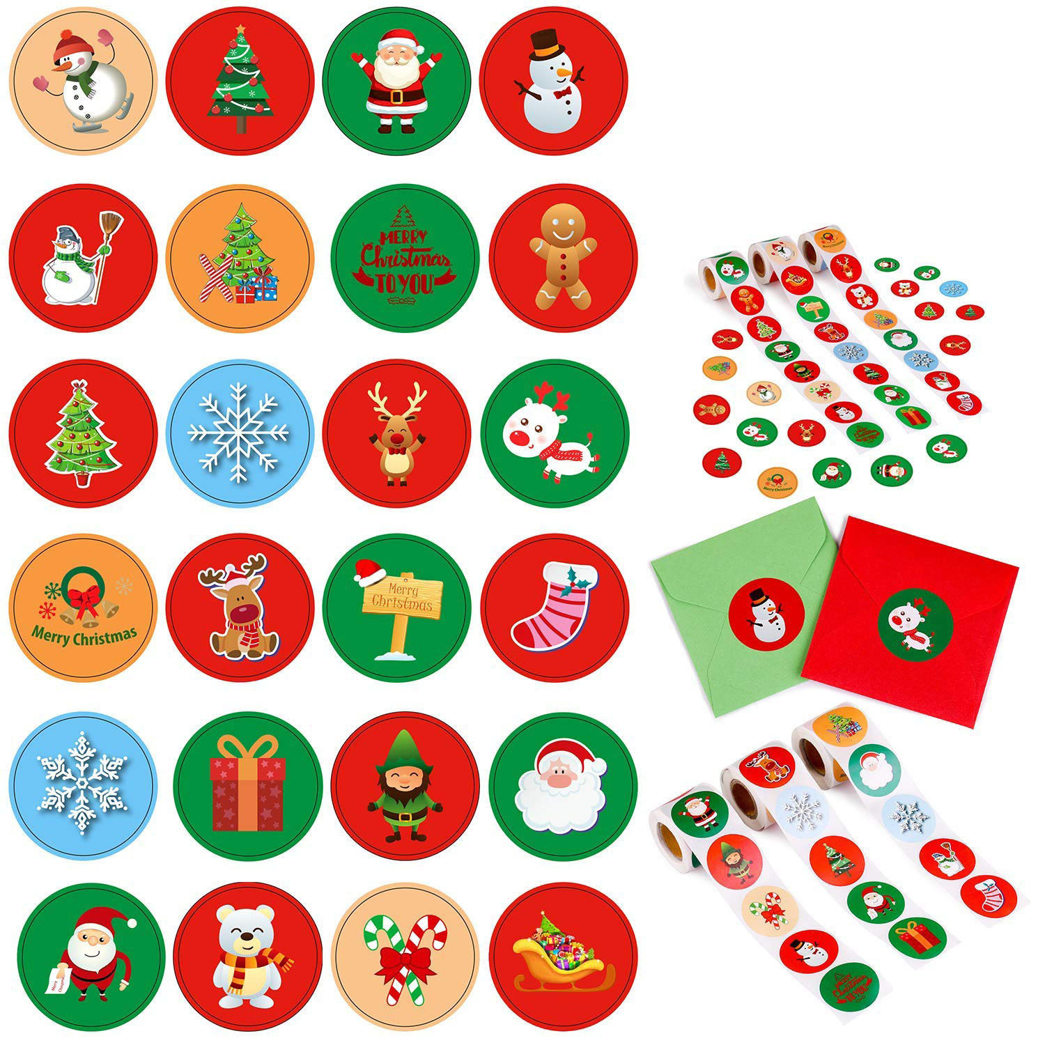 500 Rolls Christmas Holiday Decorations Stickers Gift Packaging Labels New Year Gifts 3 types