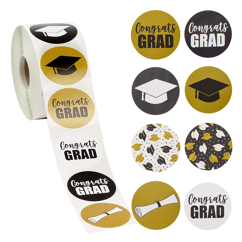  Graduation Stickers Graduation Caps and Diploma Labels Party Supplies Student Stationery Stickers 500 rolls