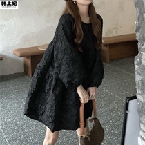 Big Code Princess Dress Fluffy Skirt Long Sleeve Fashion Hit Bottom Dress Woman Spring Summer Style Chubby Girl Mm Bubble Sleeve Doll Dress