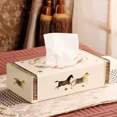 European-style ceramic creative tissue box luxury living room decoration high-end craft napkin box long version sanitary paper box