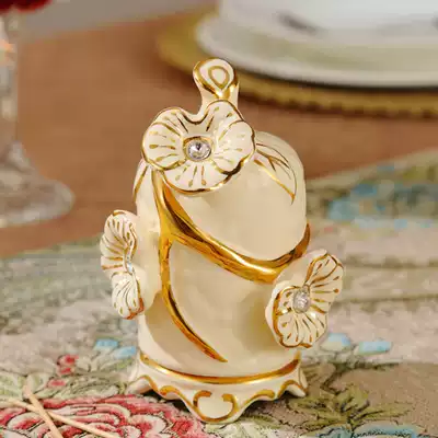 European-style ceramic toothpick tube high-end toothpick box Creative toothpick jar Living room coffee table dining table luxury decoration ornaments