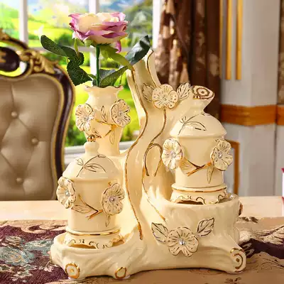 European ceramic toothpick tube cotton swab combination set high-grade creative toothpick cans living room table decorations