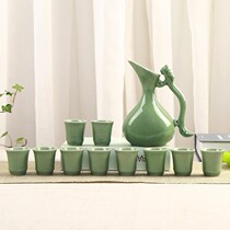 New products Ceramics Ice Cracking Brother kilns Wine Kit Traditional Chinese Style Home 10 Wine Glasses ancient Wine Wine Rinder