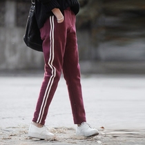 Vertical velvet sweatpants sweatpants Elastic small feet elastic waist pants Womens pants knitted casual pants loose new style