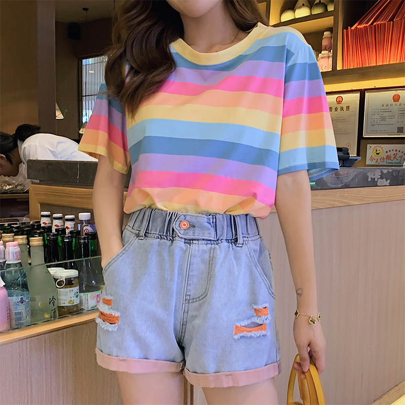 denim rainbow two piece