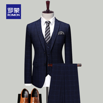 Romon Business Fashion Suit Man Suit Korean Version Sashimi Suit Three Sets Young Gentleman West Suit Positive Dress