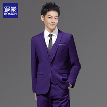 Romon Business Fashion Mens Banquet Wedding Suit Gown Casual Suit Men Suit Korean version Suit Possuits