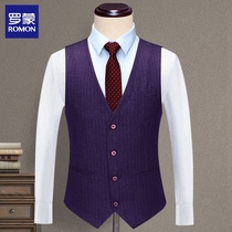 Romon business fashion mens suit vest Korean version of slim mens vest vest banquet casual vest vest