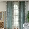 Dream Siyuan high-grade solid color Italian flannel material full shading bay window living room wedding room embroidery hook perforated yarn curtain