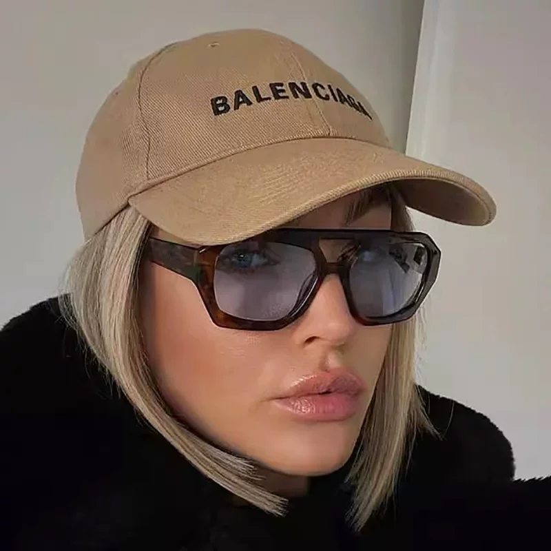 Солнцезащитные очки Ins fashion большой оправа двойной мост, леопардовый принт, ретро геометрические линзы