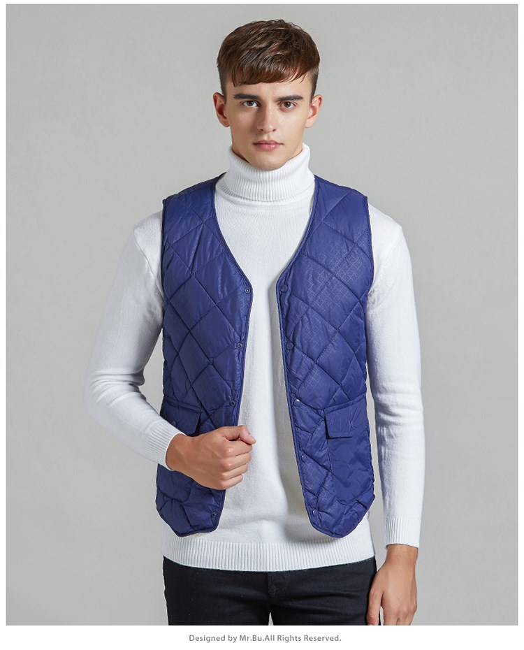 2018 xuống áo vest nam kẻ sọc mùa thu đông cộng với nhung dày ấm áp áo vest cotton phiên bản cashmere của Hàn Quốc các loại áo ba lỗ nam