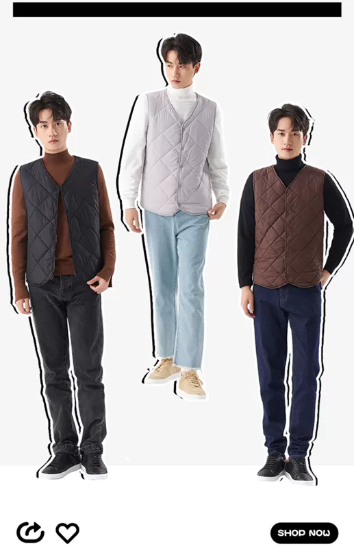 Xuống cotton vest nam mùa thu đông cộng với nhung dày ấm vest đáy lót vest mặc bên trong vest sinh viên trẻ