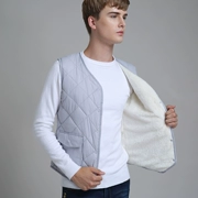 2018 xuống áo vest nam kẻ sọc mùa thu đông cộng với nhung dày ấm áp áo vest cotton phiên bản cashmere của Hàn Quốc