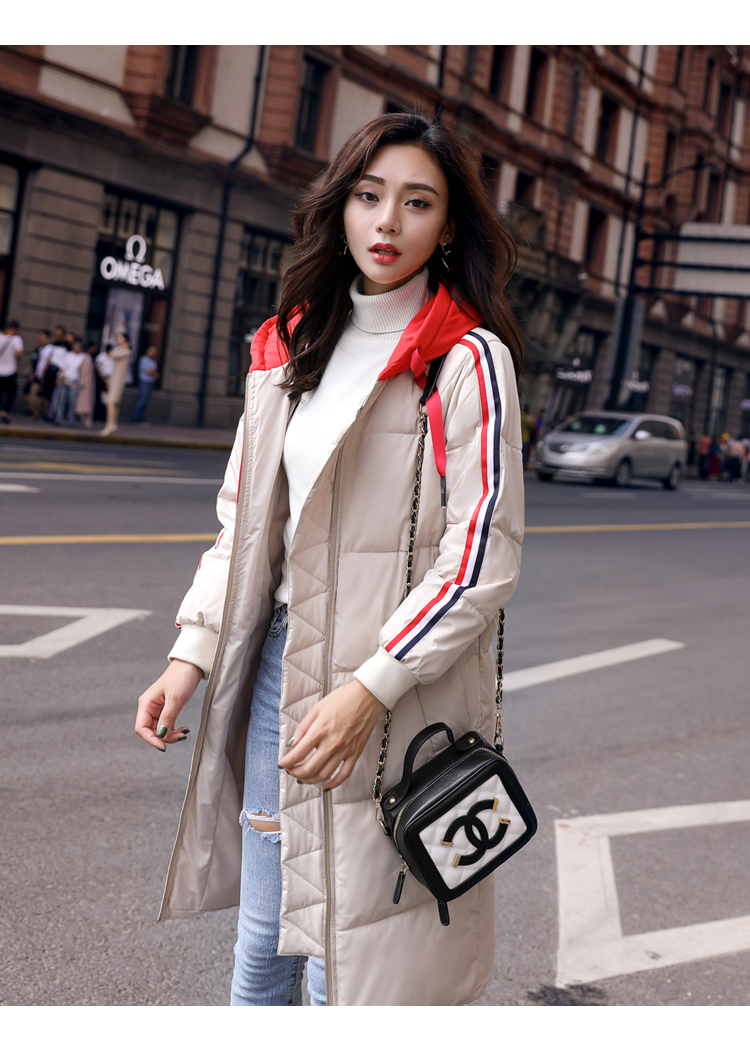 Áo dài cotton nữ phiên bản Hàn Quốc 2018 mùa đông mới tự tu qua đầu gối quần áo học sinh xuống áo khoác cotton nữ áo măng tô nữ
