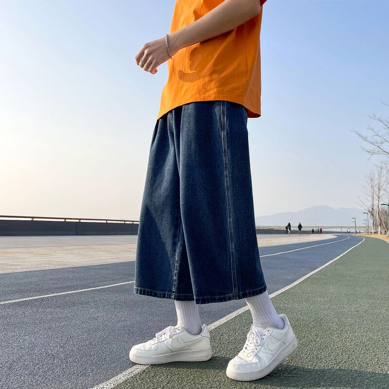 Spring and Summer American-Style Hong Kong Fashion New Versatile Loose Casual Denim Straight-Leg Cropped Jeans Youthful Trendy Spring and Summer American-Style Hong Kong Fashion New Versatile Loose Casual Denim Straight-Leg Cropped Jeans Youthful Trendy